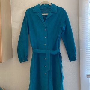 Aqua Blue Long Suede Coat